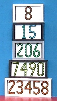 Stack of LEDresses stack of horizontal LEDress house number displays