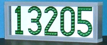 Very green LED house number sign -- LEDress brand