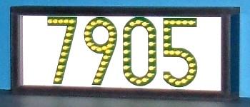 Yellow LED house number sign -- LEDress brand